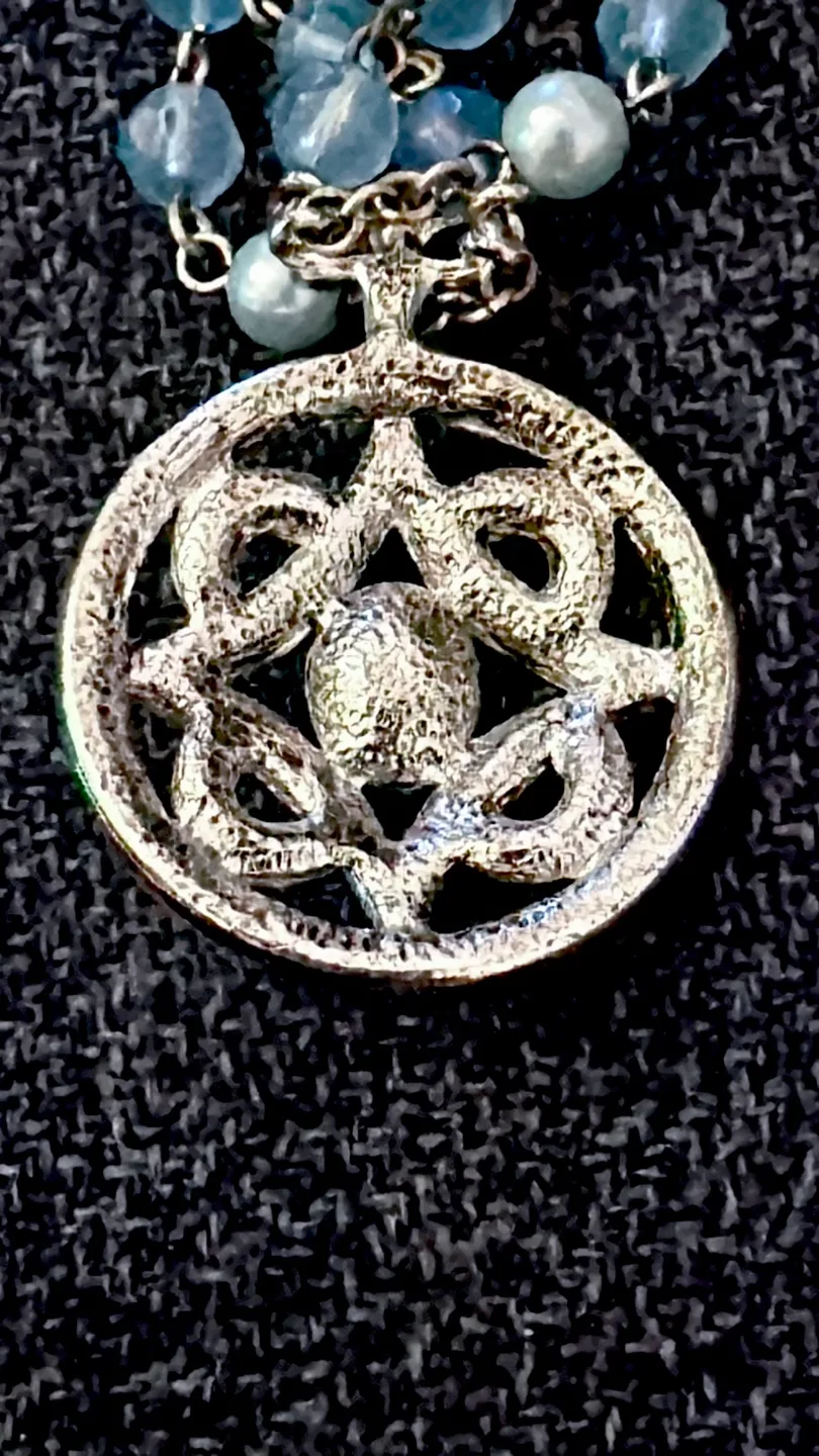 Elegant Beaded Necklace with Silver Pendant image indicator(3)