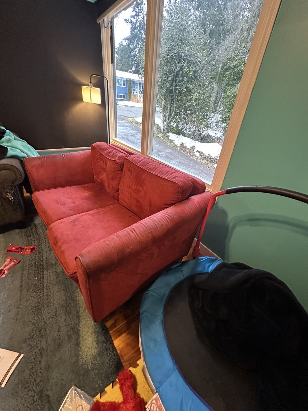 Red Microfibre Loveseat - photo 2