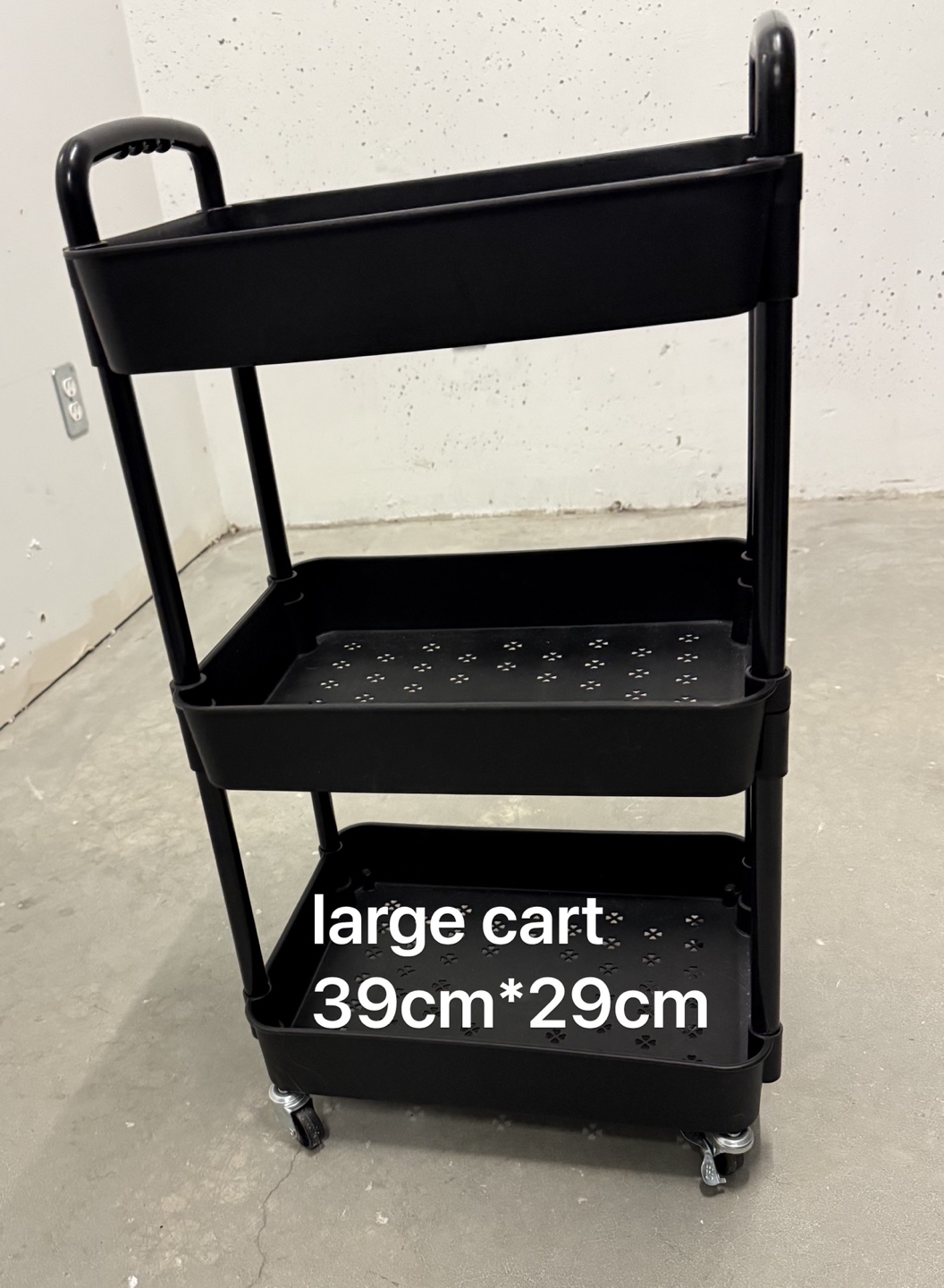 Black 3-Tier Rolling Cart