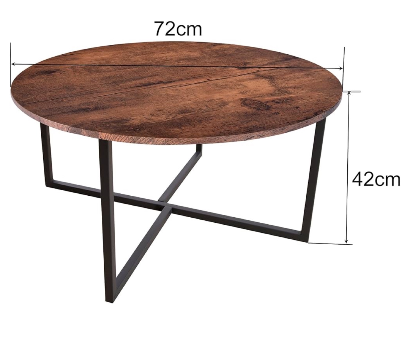 Round Coffee Table with X-Base Metal Frame - photo 2