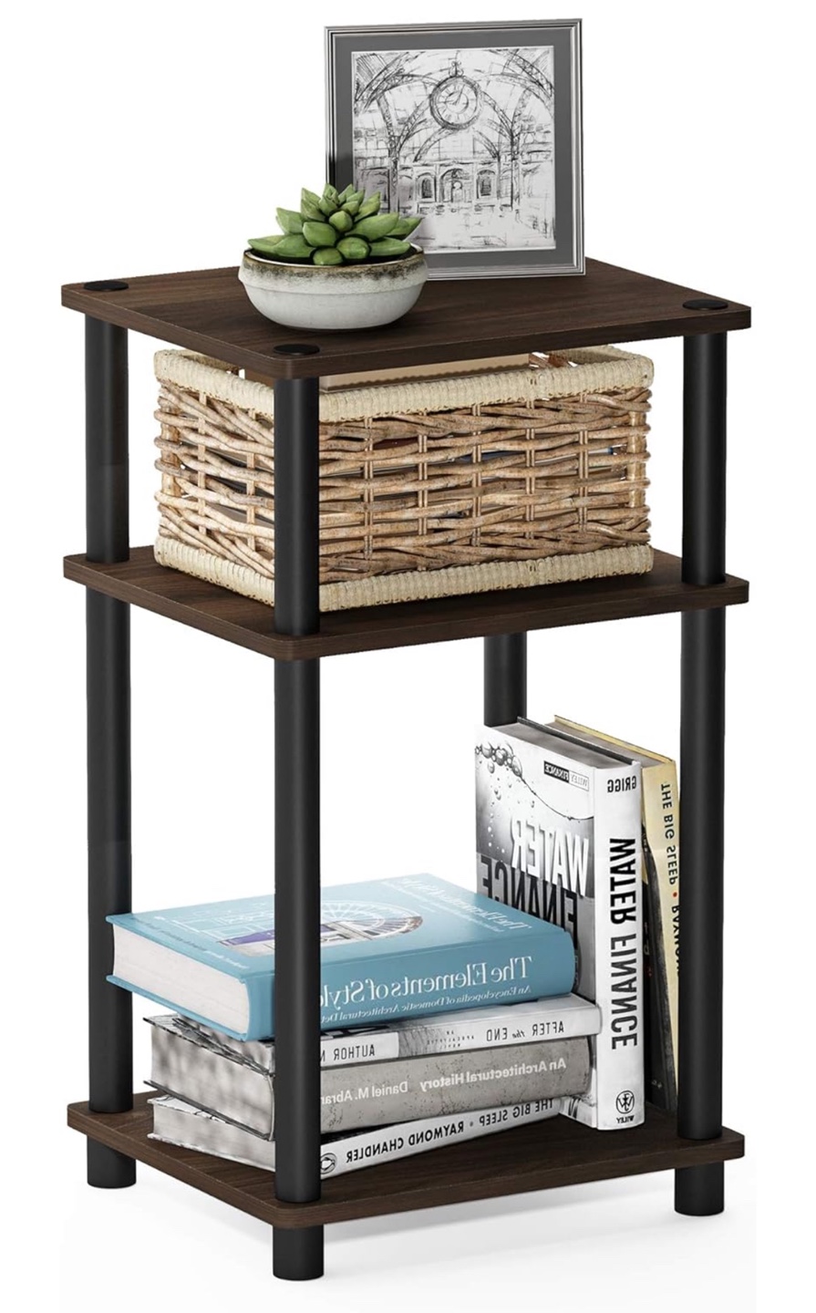 Furinno 3-Tier End Table (Columbia Walnut/Black)