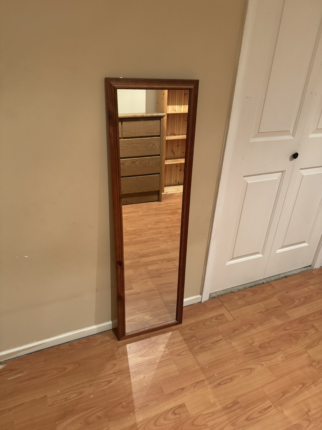 Full-length Mirror with Dark Wood Frame