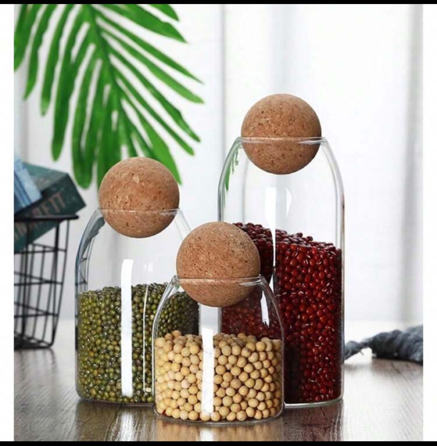 Brand New Set of 3 Glass Storage Jars with Cork Lids - photo 5