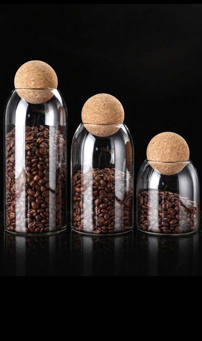Brand New Set of 3 Glass Storage Jars with Cork Lids