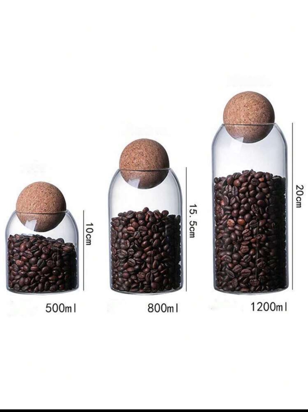 Brand New Set of 3 Glass Storage Jars with Cork Lids - photo 2