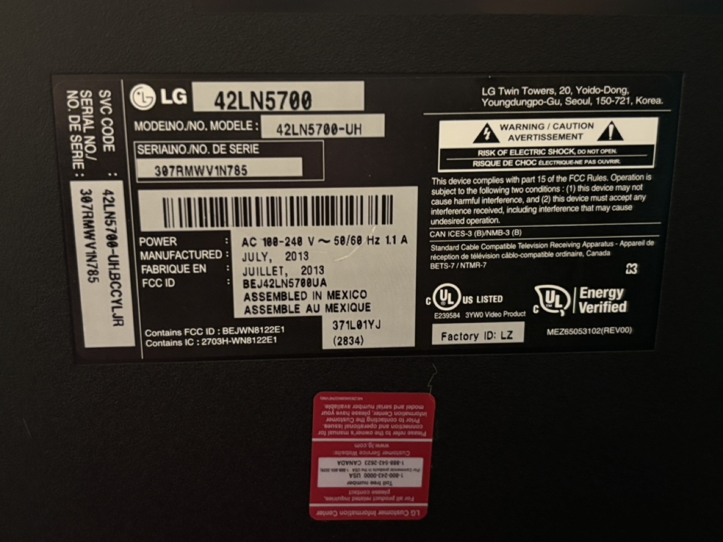 LG 42LN5700 42-inch LED HDTV - photo 2