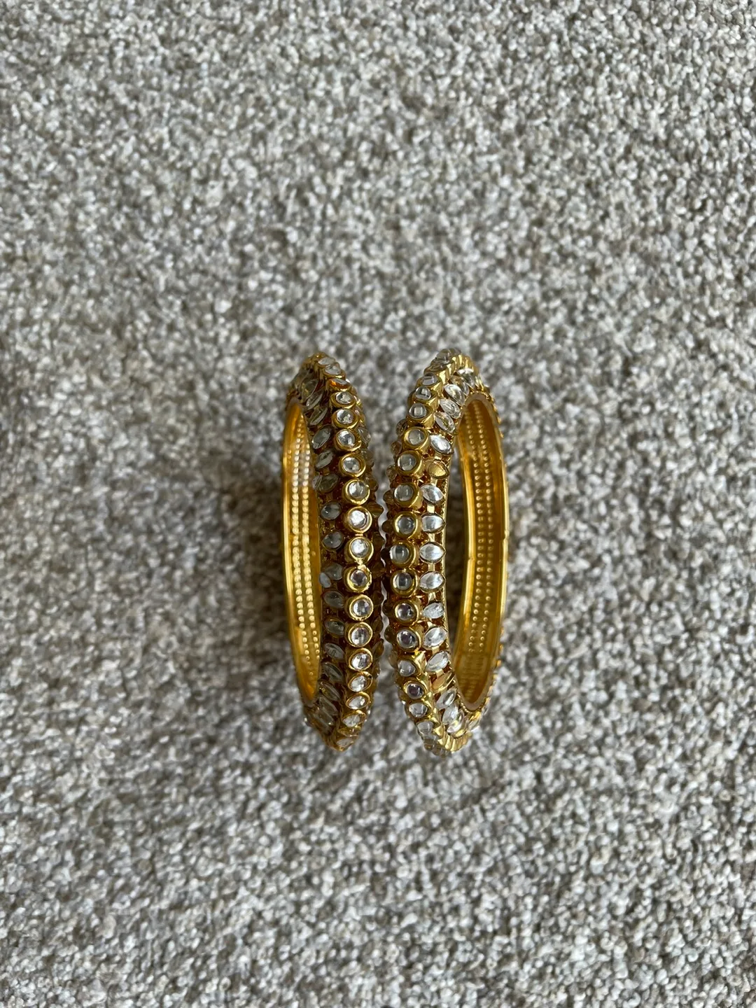Gorgeous Gold Bangles with Clear Stones image indicator(2)