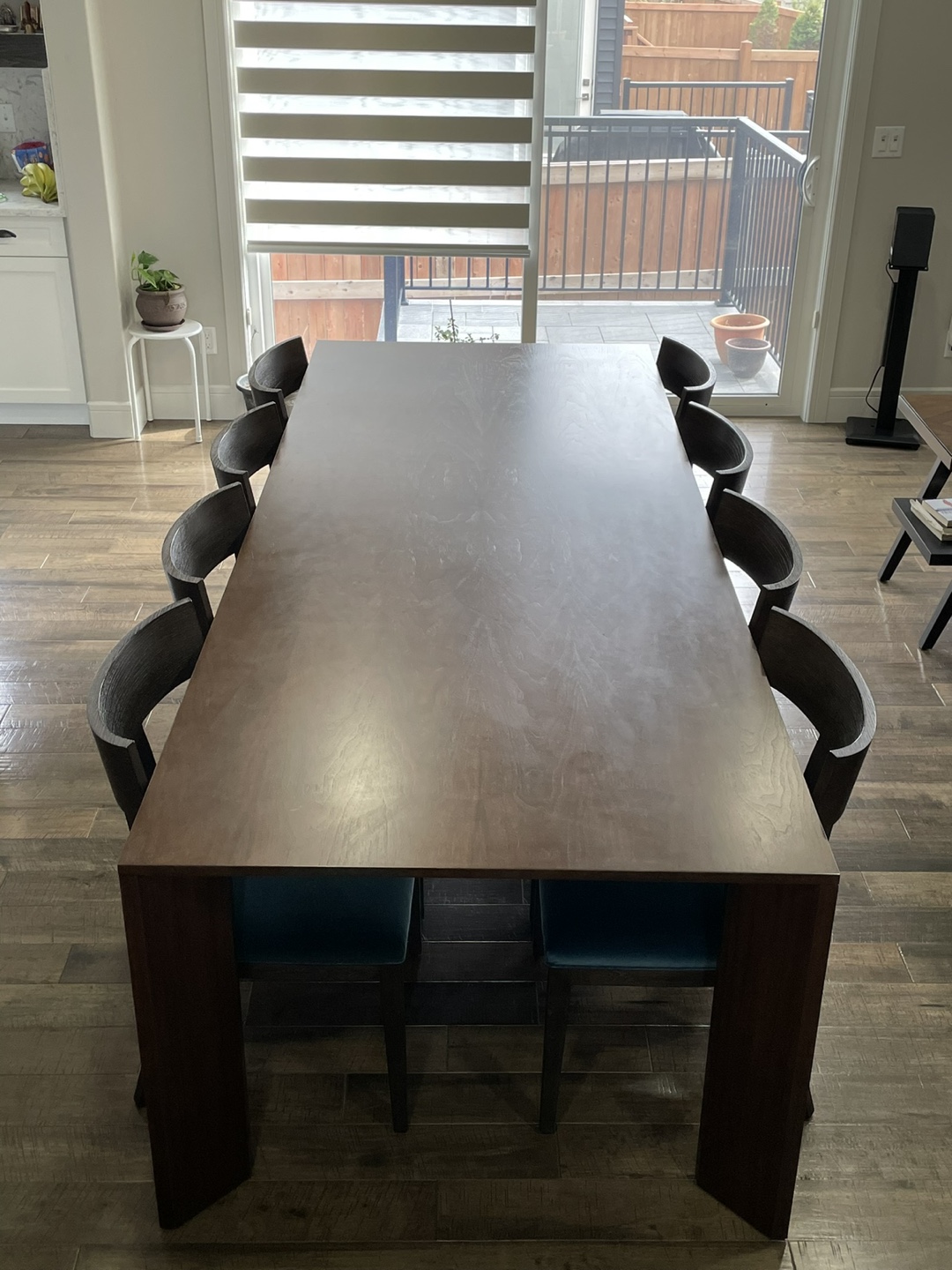Large Dark Brown Wooden Dining Table