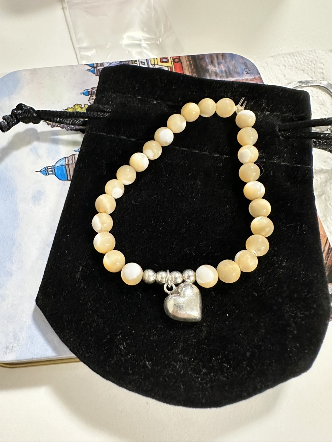 Beaded Bracelet with Heart Charm