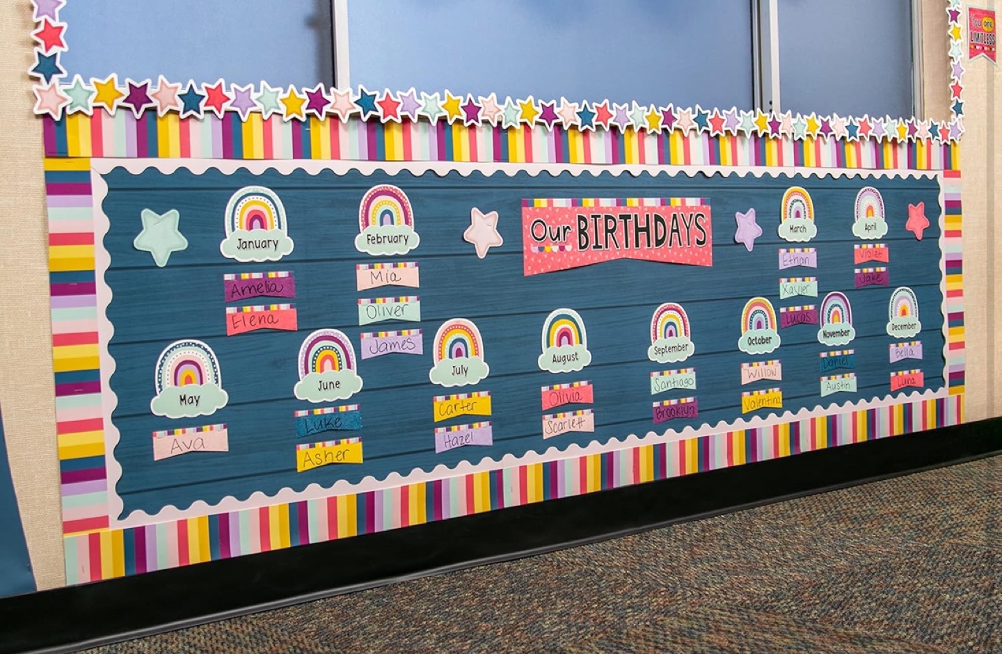 Classroom Birthday Chart Decor - Rainbow Theme - photo 3