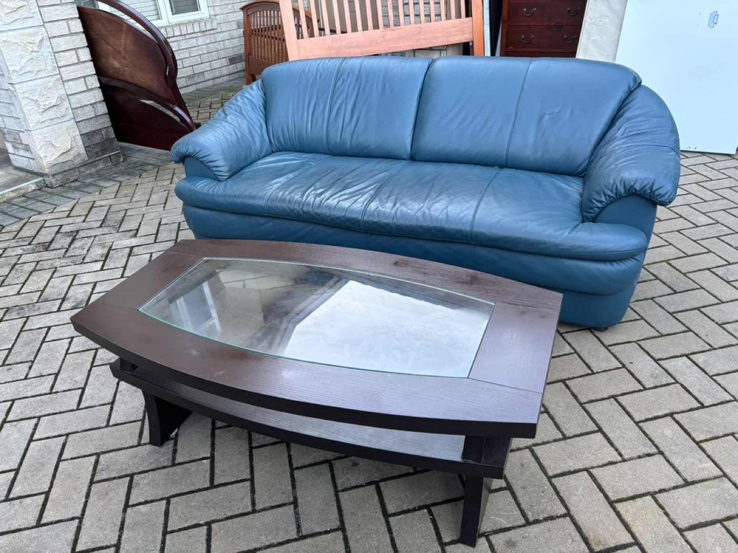 Dark Brown Coffee Table with Glass Top