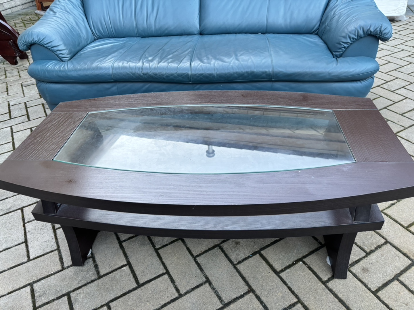 Dark Brown Coffee Table with Glass Top - photo 2
