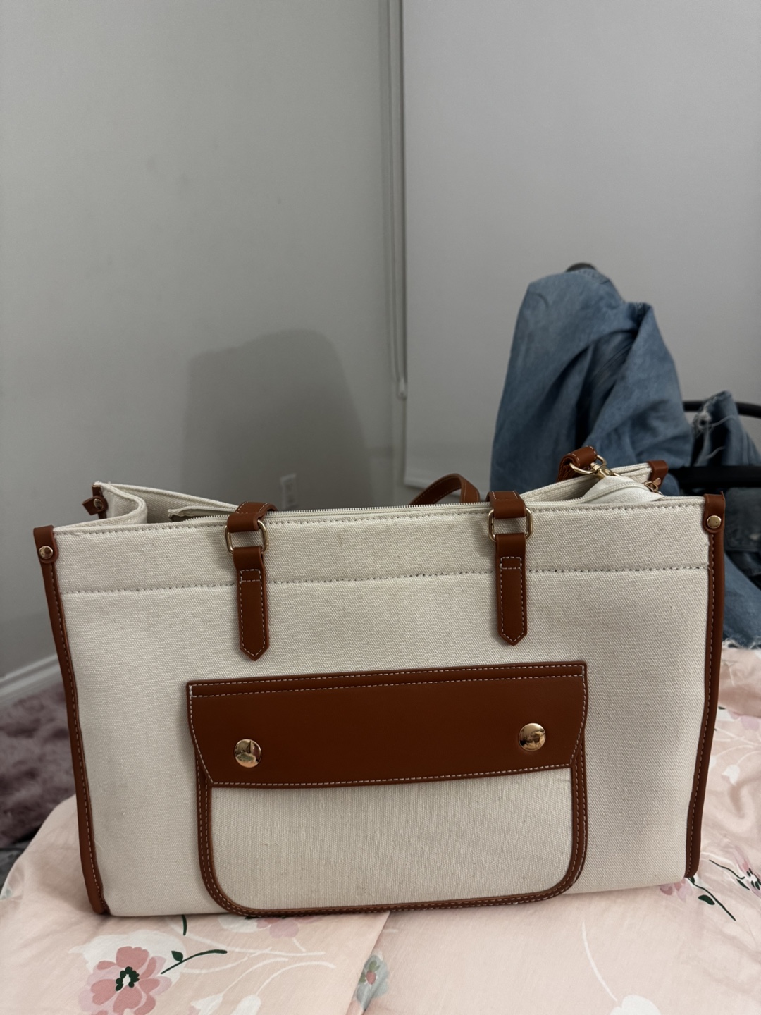 15.6 inch Laptop Tote Bag - Beige