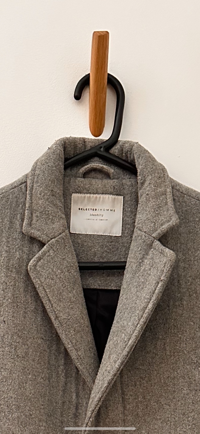 Men's Grey Wool Coat with Panther Patch - photo 2