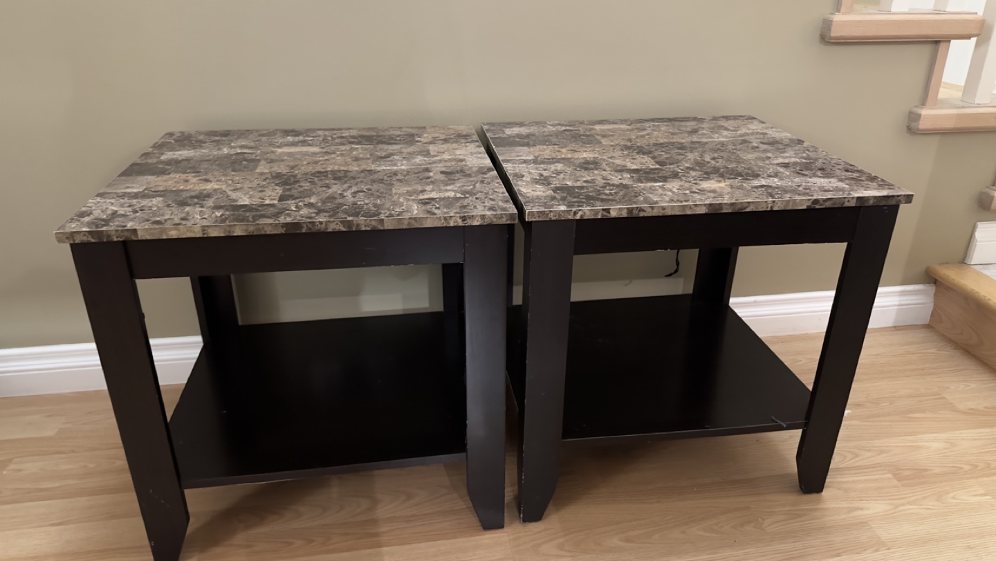 Pair of Marble-Top End Tables - wood - photo 2