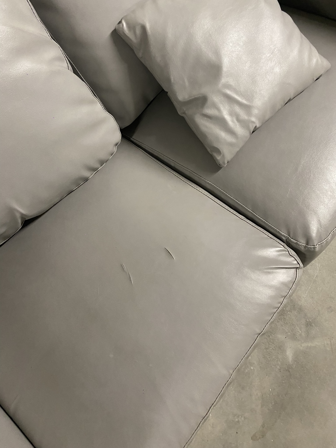Grey Faux Leather Loveseat - photo 3