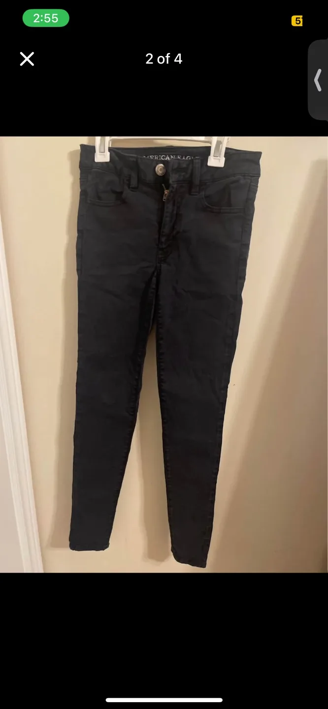 American Eagle Outfitters Super Stretch Black Jeans image indicator(2)