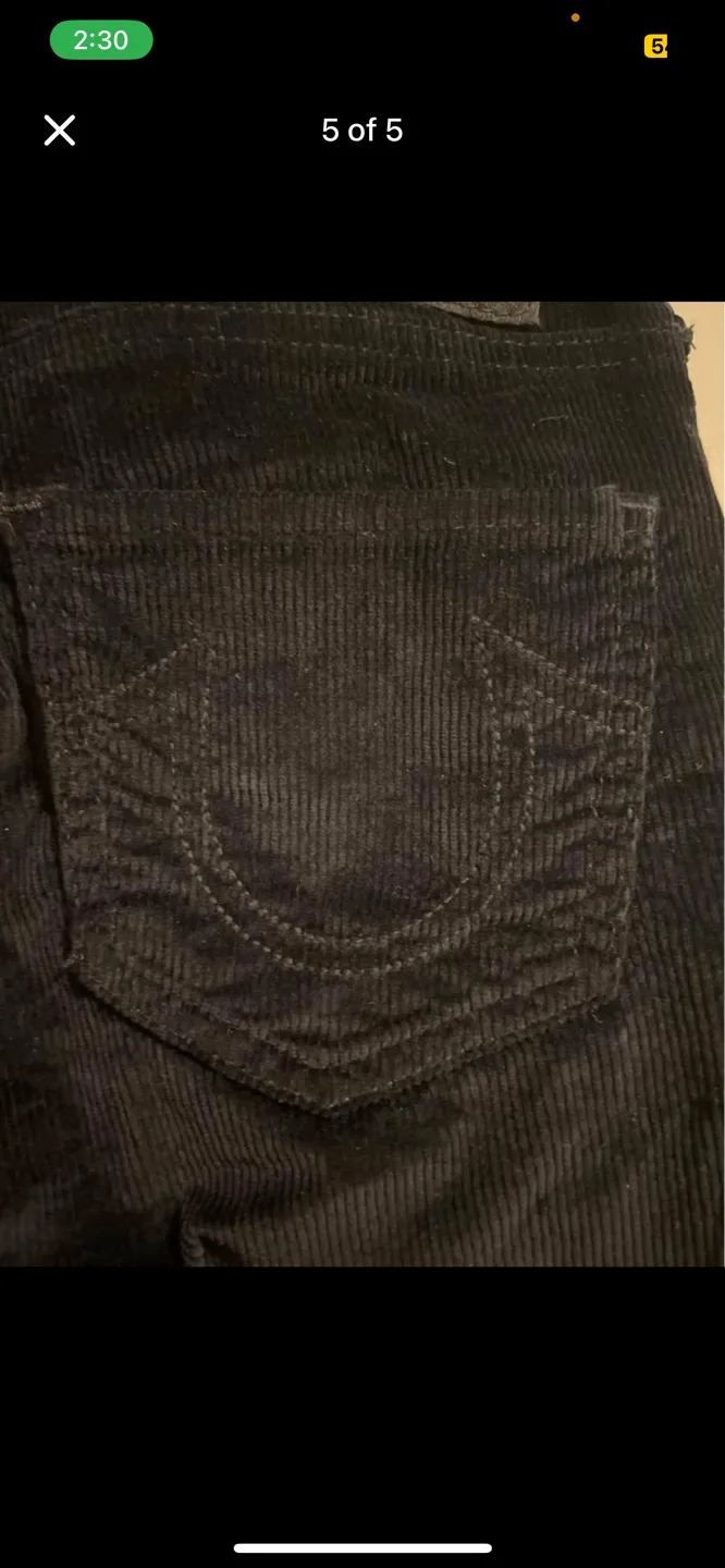 True Religion Women's Black Corduroy Jeans image indicator(5)