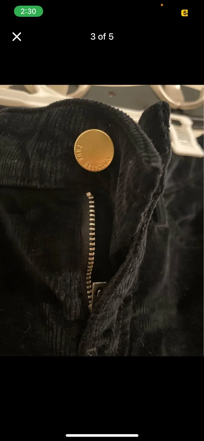 True Religion Women's Black Corduroy Jeans image indicator(3)