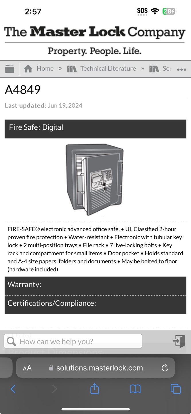 SentrySafe A4849 - photo 3