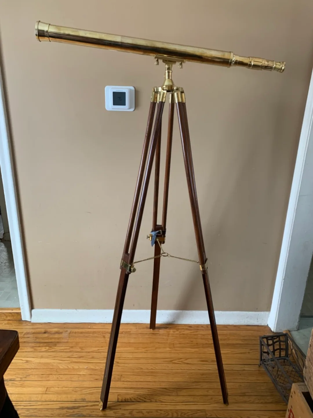 Brass Telescope on Wooden Tripod image indicator(4)