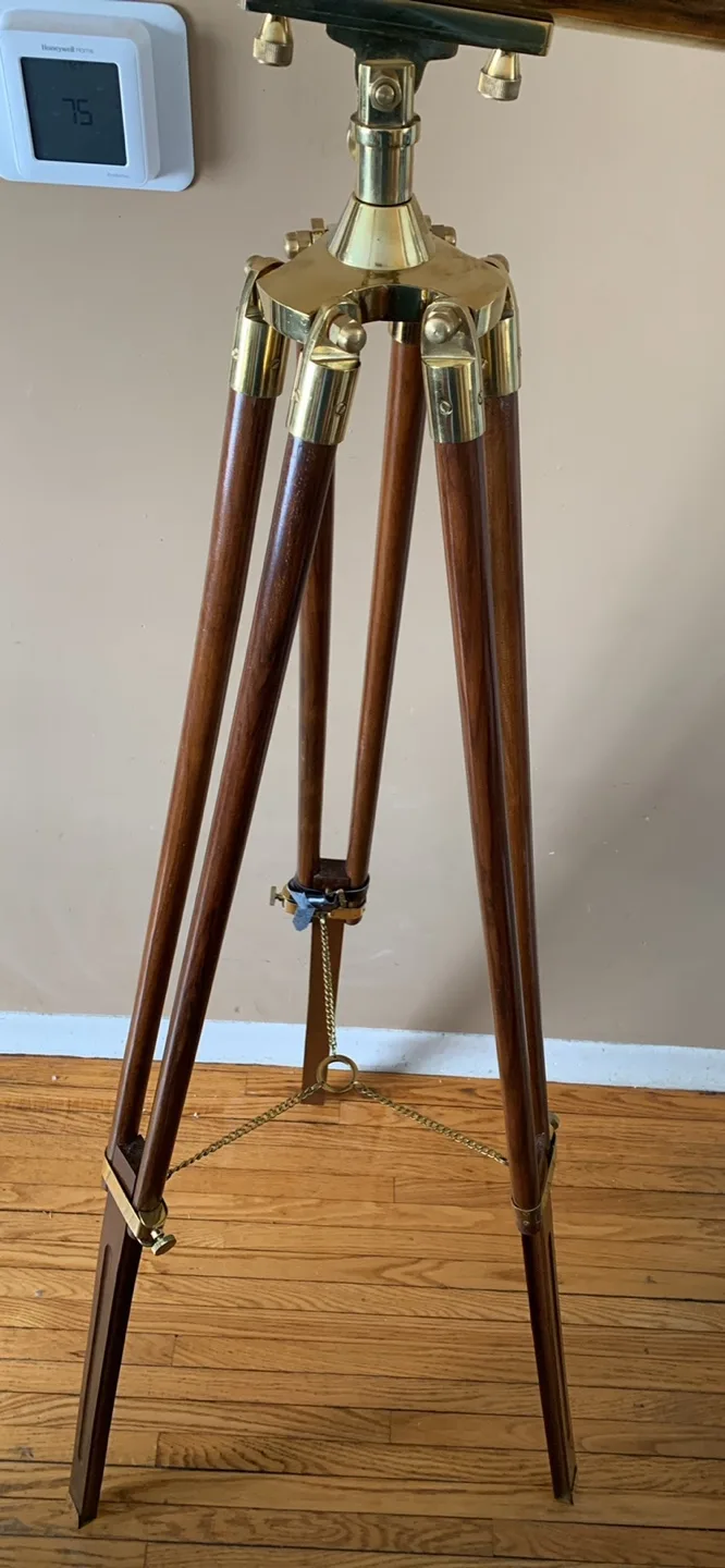 Brass Telescope on Wooden Tripod image indicator(2)