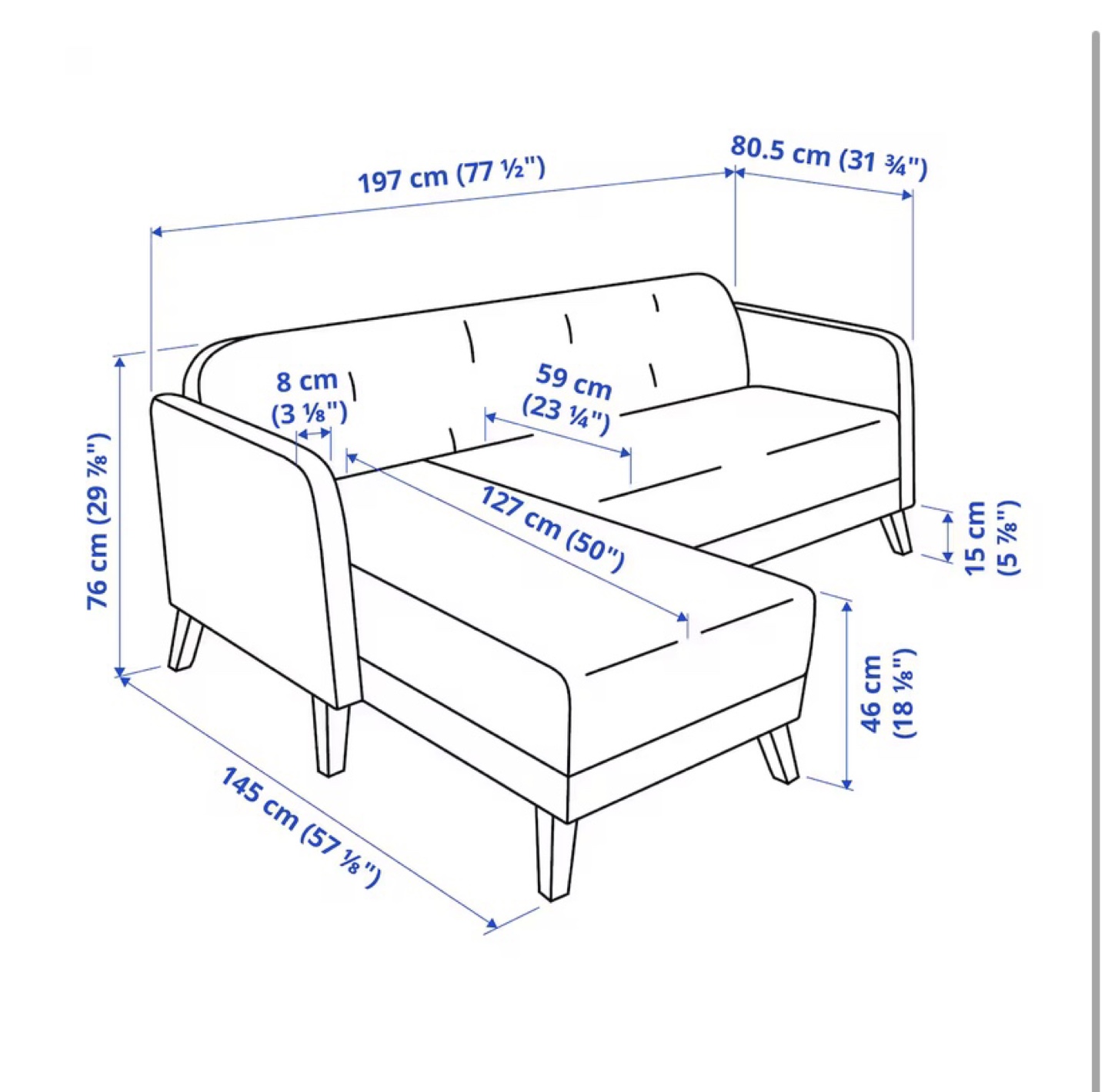 IKEA Linanas Dark Grey L-Shaped Sectional Sofa - photo 3