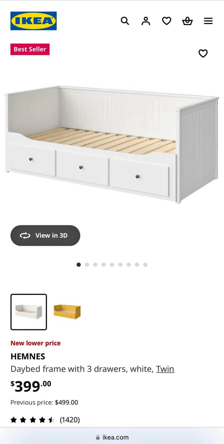 IKEA HEMNES Daybed Frame with 3 Drawers - Twin - White - photo 4
