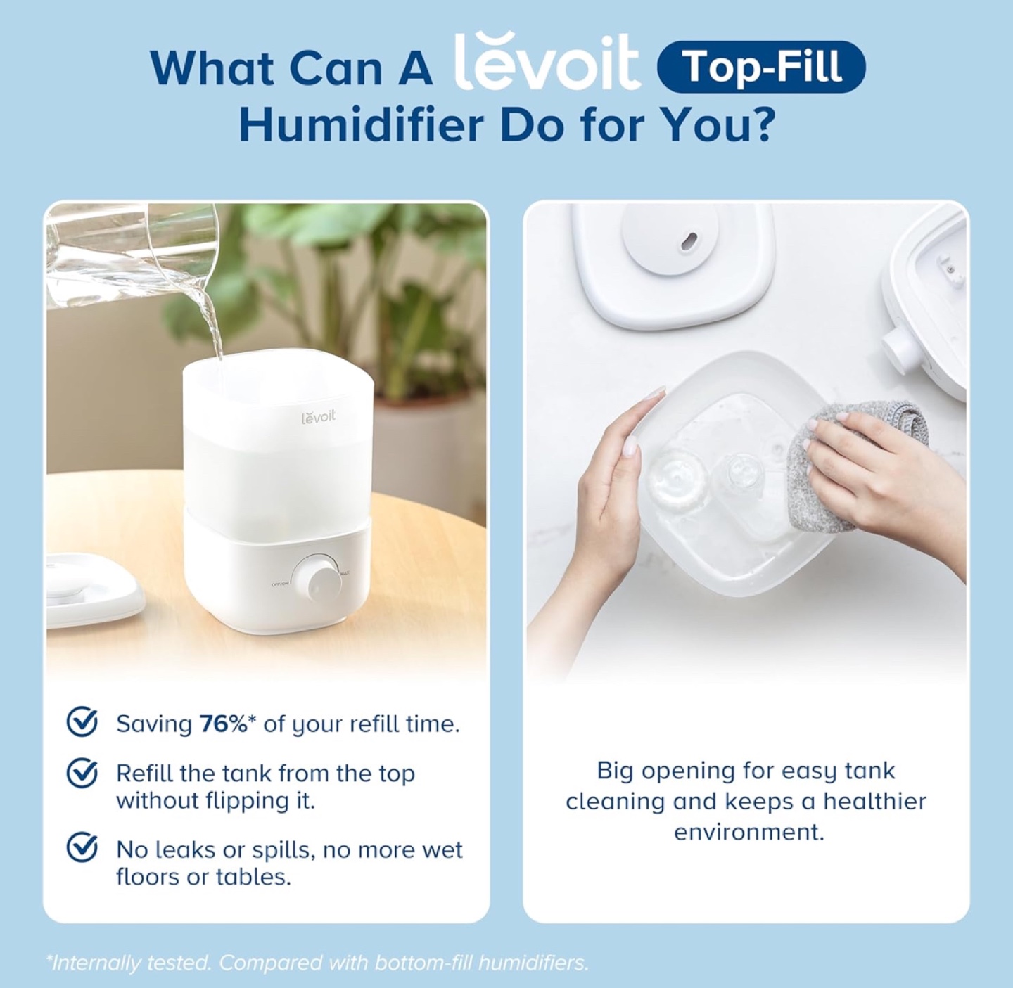 Levoit Top-Fill Humidifier - 2.5L, Whisper-Quiet Operation - photo 3