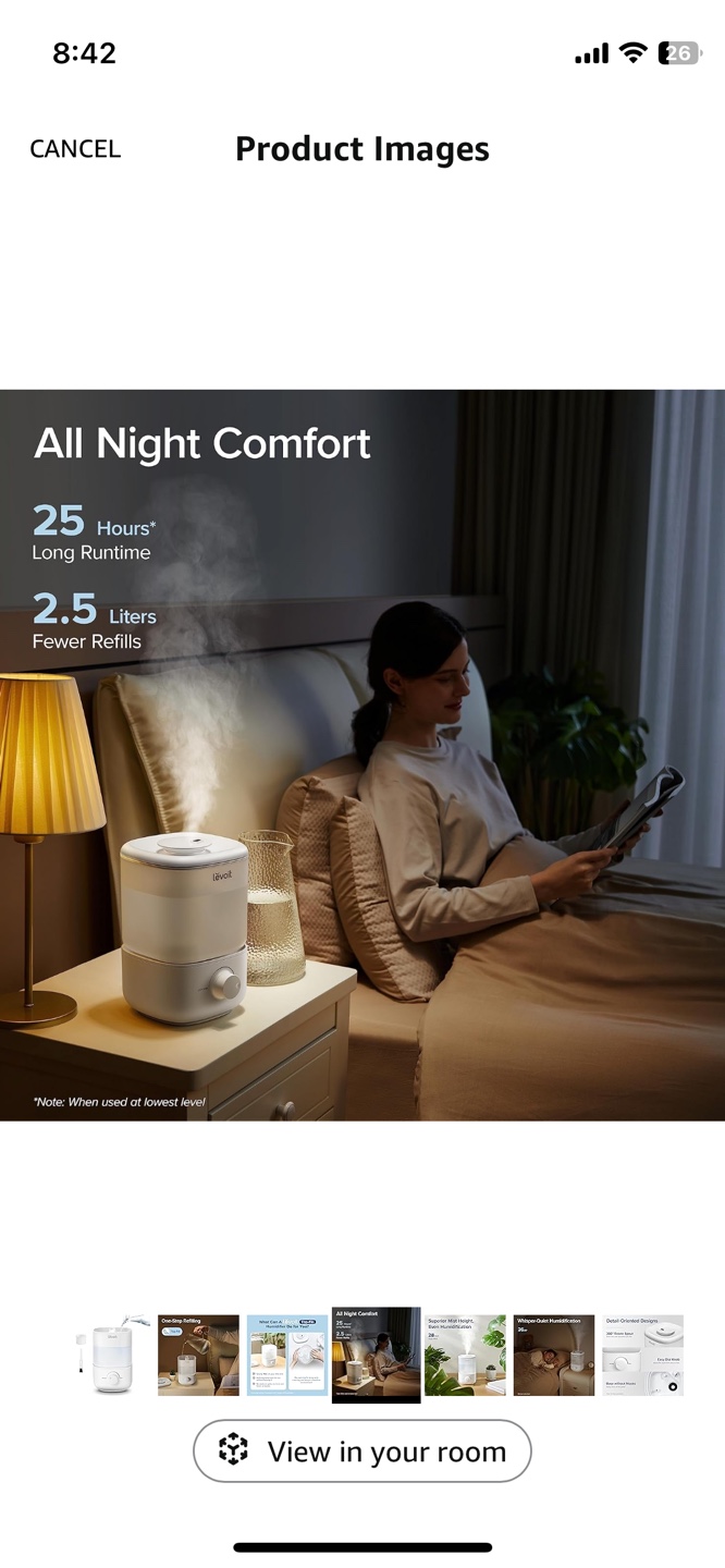 Levoit Top-Fill Humidifier - 2.5L, Whisper-Quiet Operation - photo 2