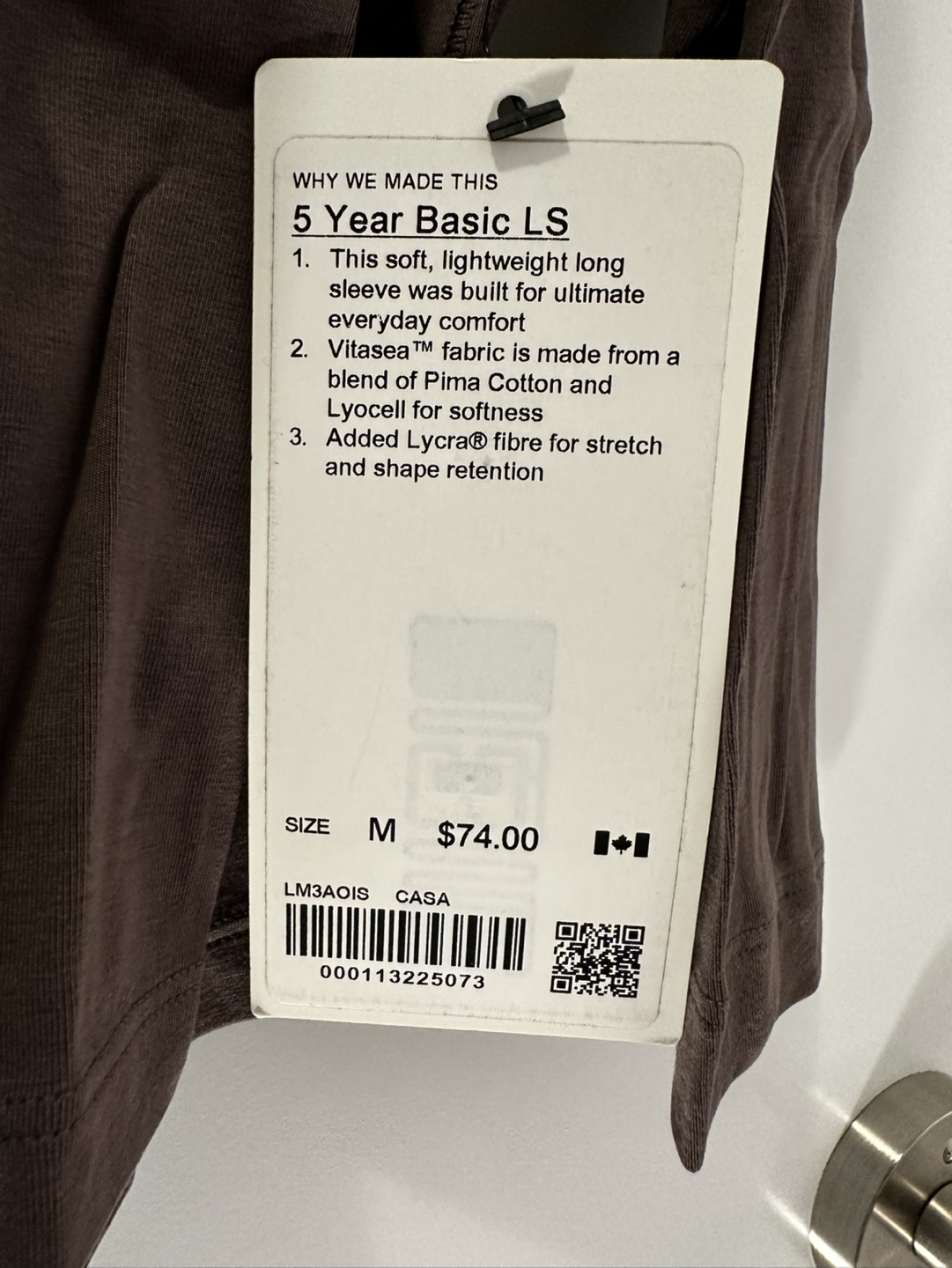 Lululemon 5 Year Basic LS Long Sleeve Shirt - Size M - Brown - photo 2