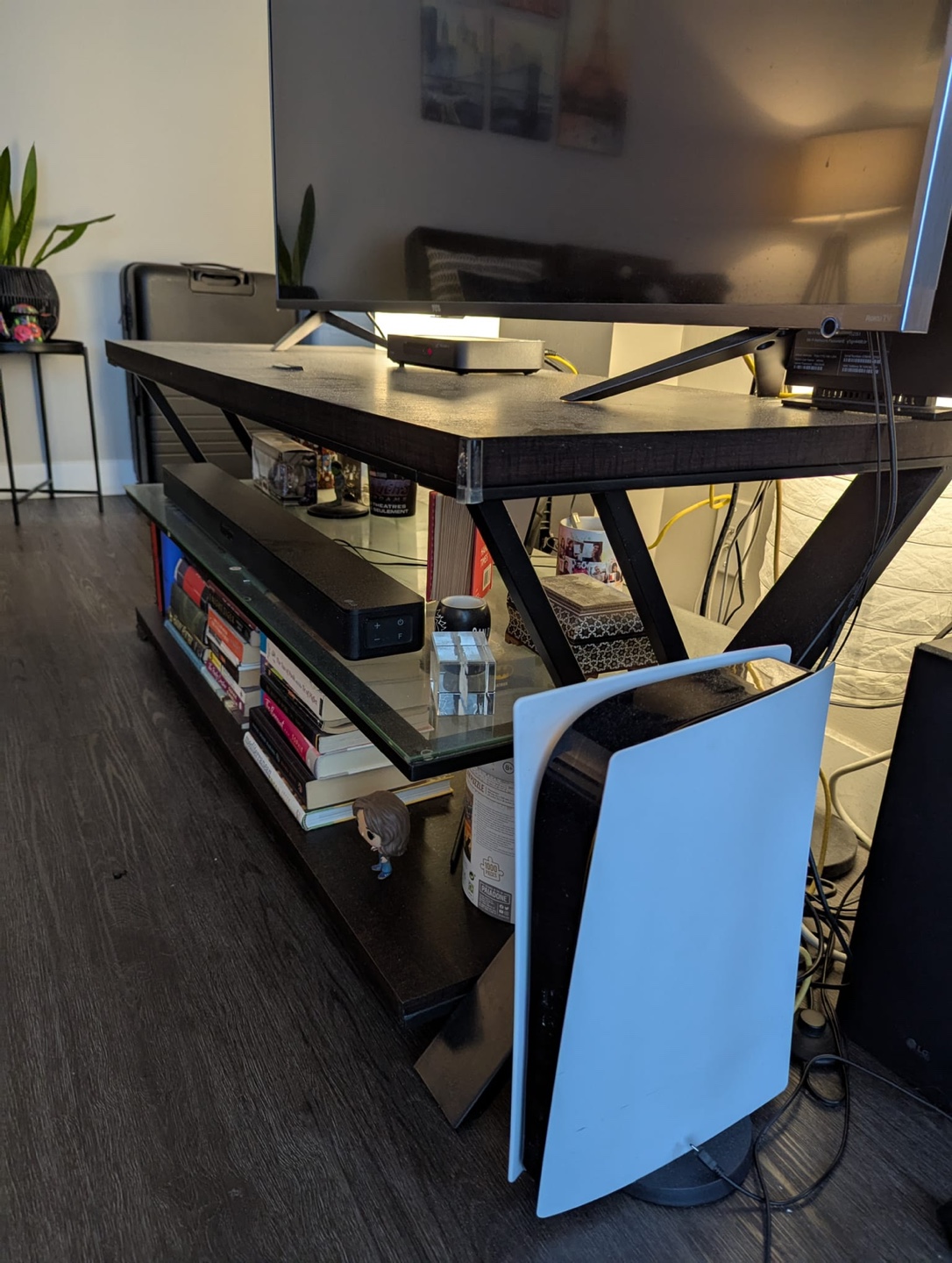 Modern TV Stand with Glass Shelf - photo 3