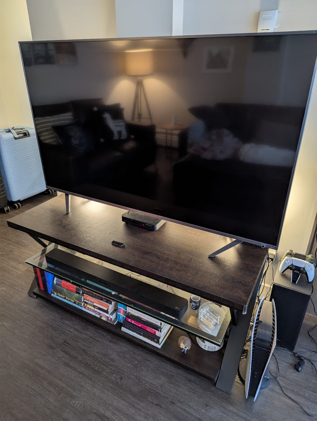 Modern TV Stand with Glass Shelf