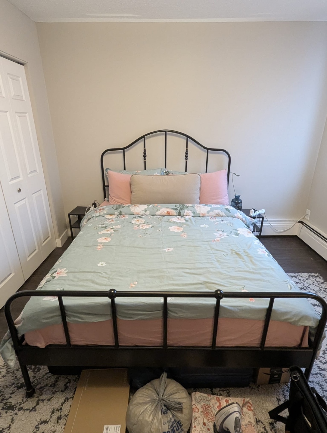 IKEA Bed Frame with Headboard + Silk & Snow Hybdrid Mattress