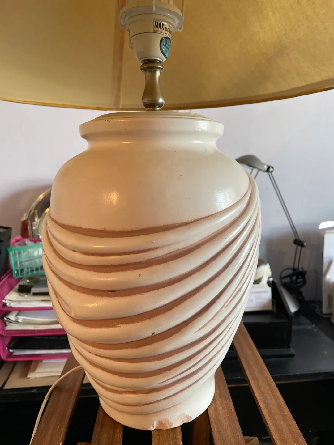 Elegant Table Lamp with Draped Design image indicator(4)