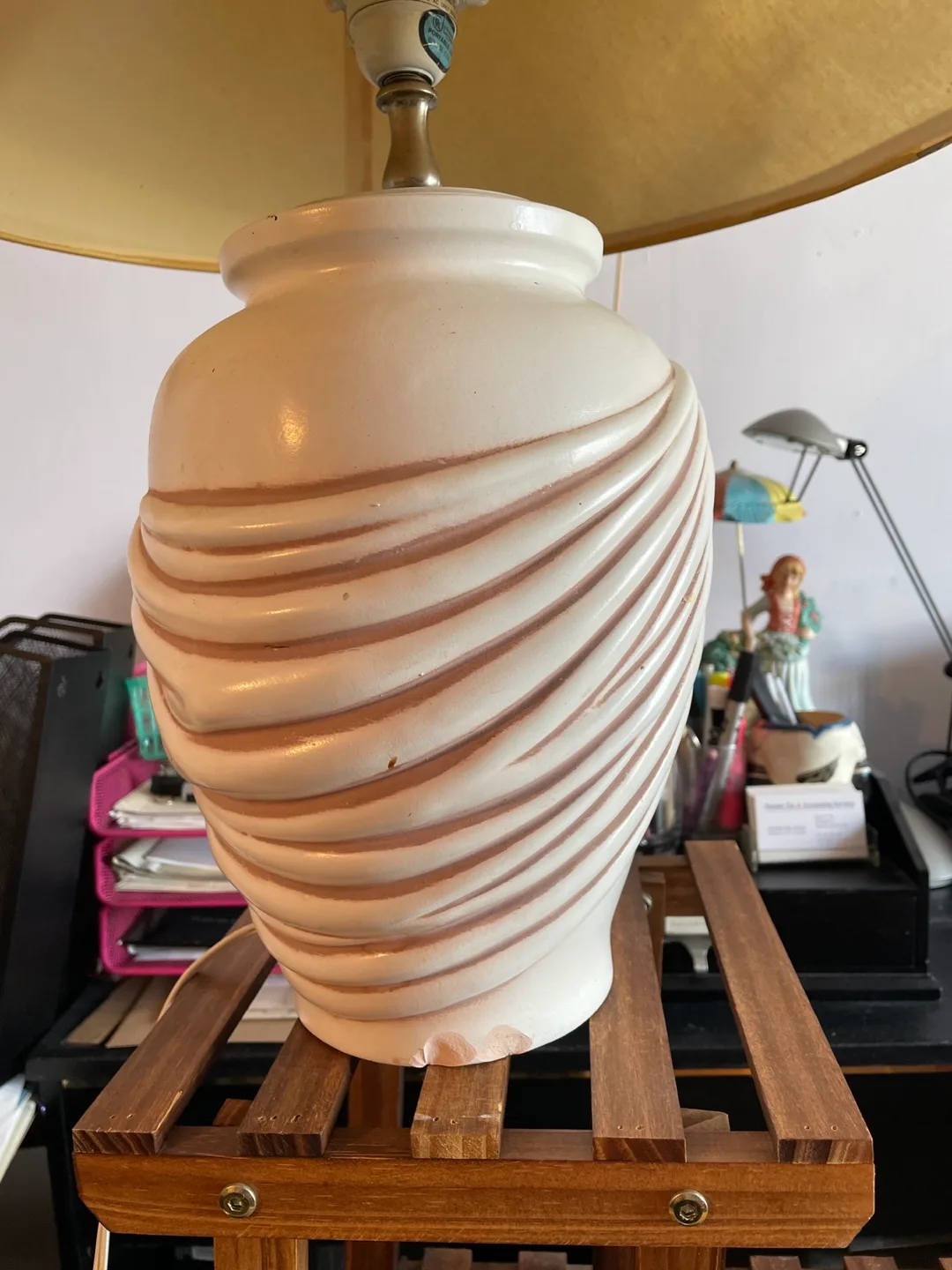 Elegant Table Lamp with Draped Design image indicator(5)