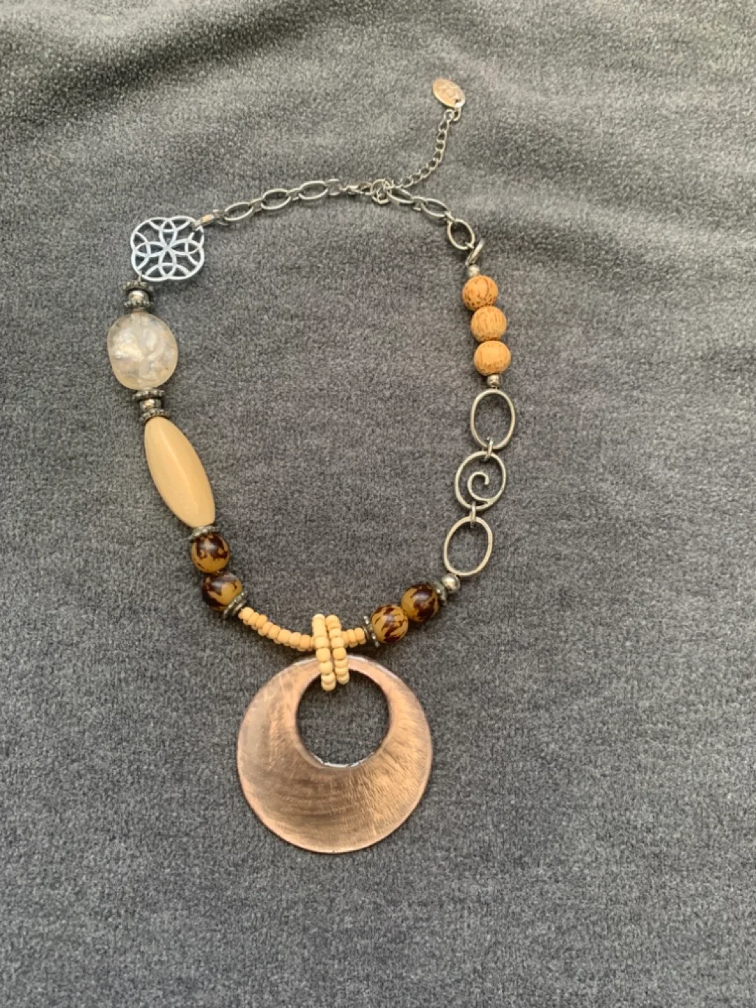 Beaded Statement Necklace with Metal Accents thumbnail
