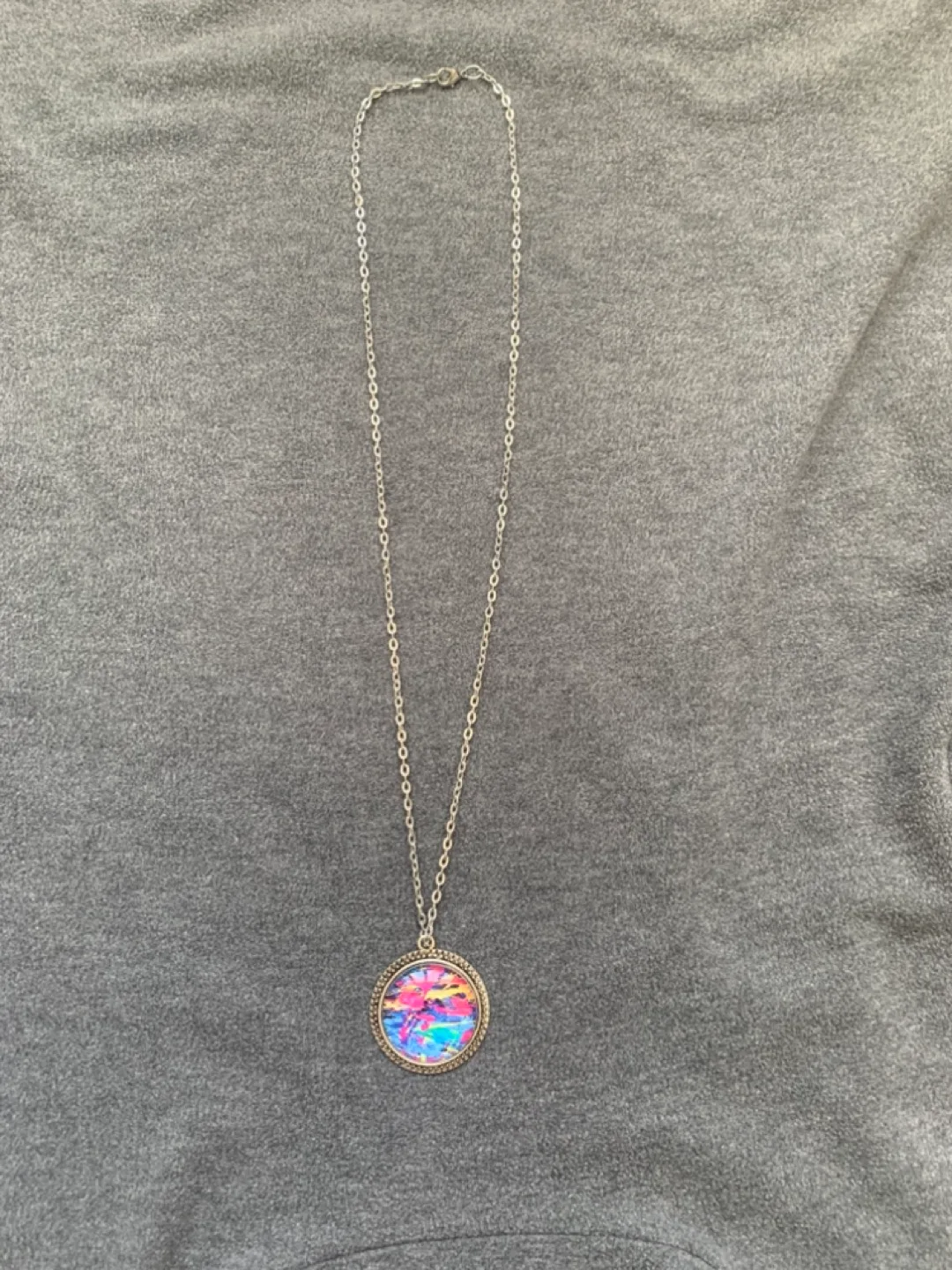 Colorful Abstract Art Glass Pendant Necklace thumbnail