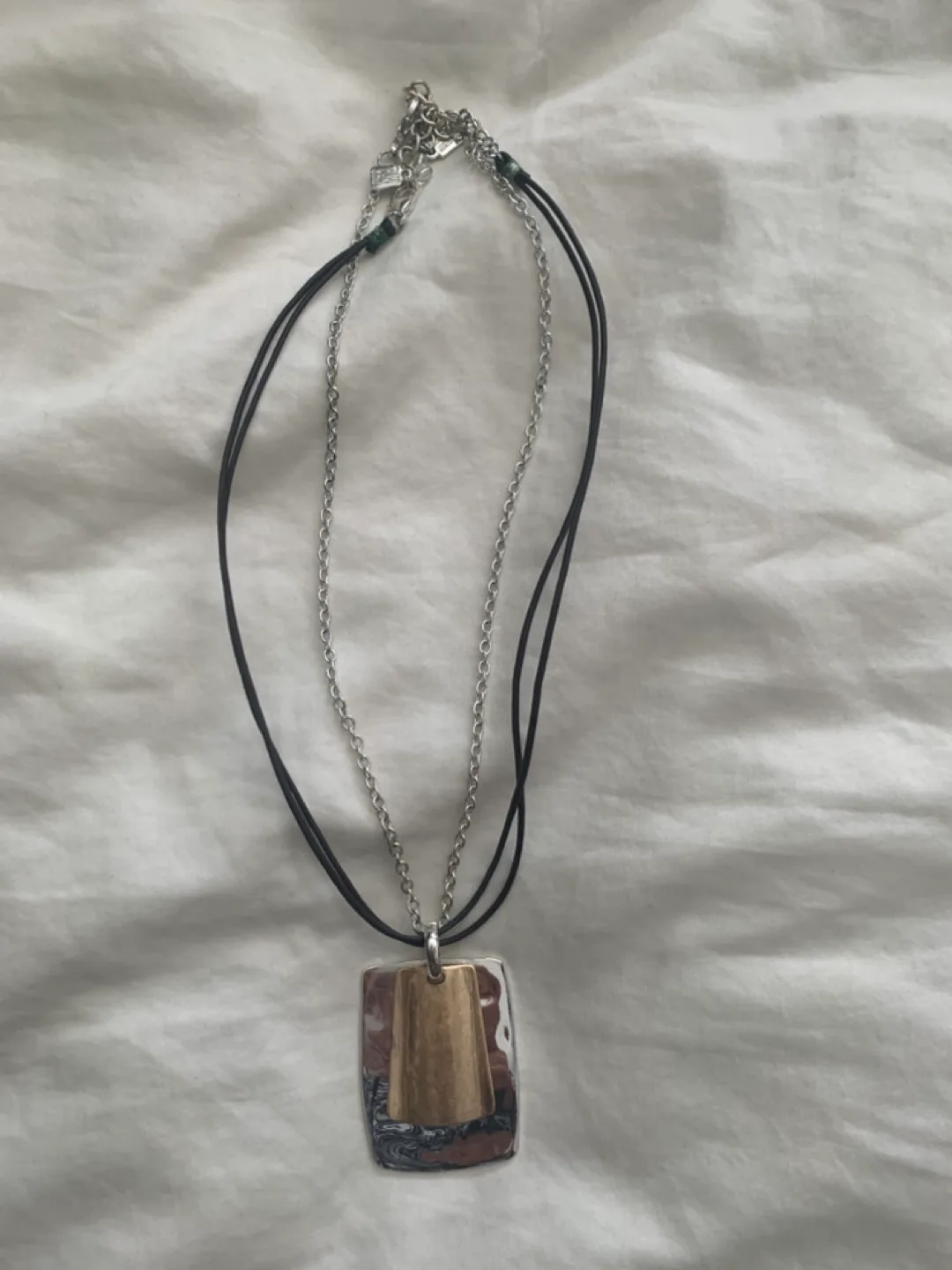 Layered Necklace with Rectangular Pendant image indicator(2)