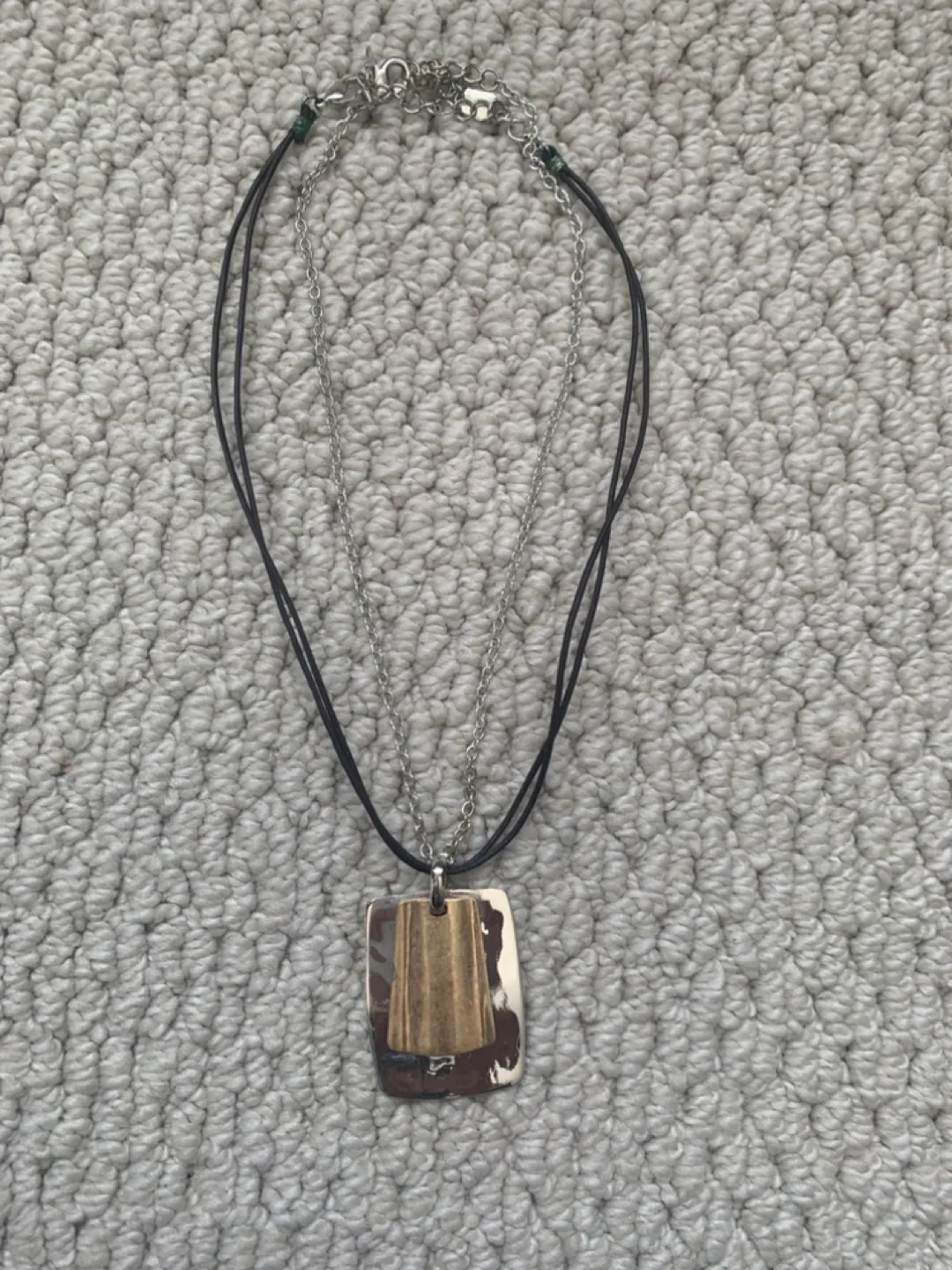 Layered Necklace with Rectangular Pendant thumbnail