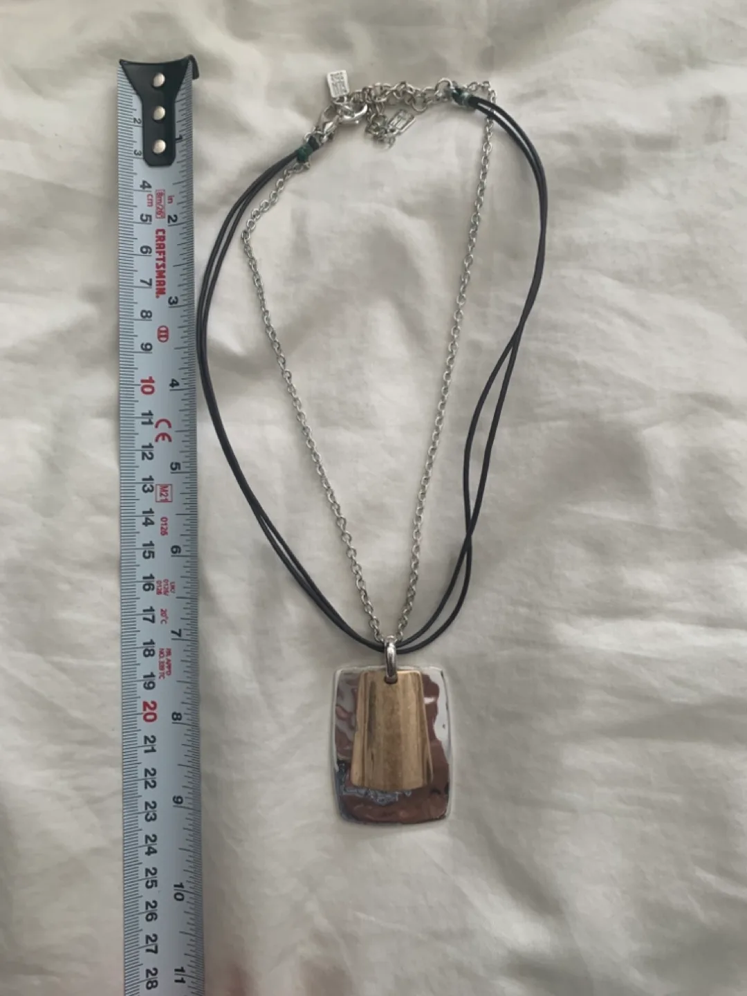 Layered Necklace with Rectangular Pendant image indicator(3)