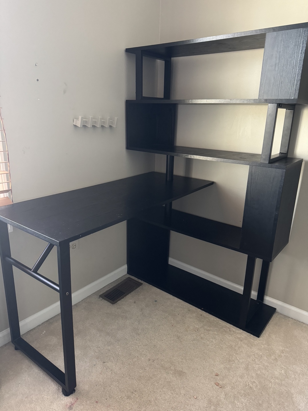 Black Corner Study Desk with Bookshelves - photo 2