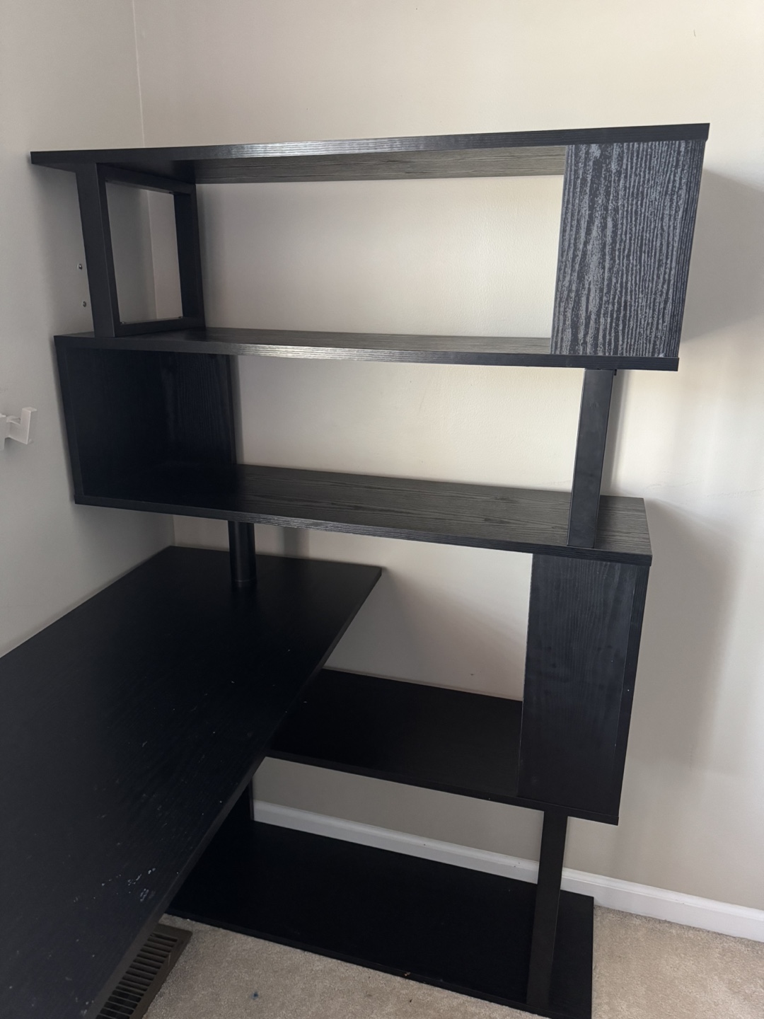 Black Corner Study Desk with Bookshelves