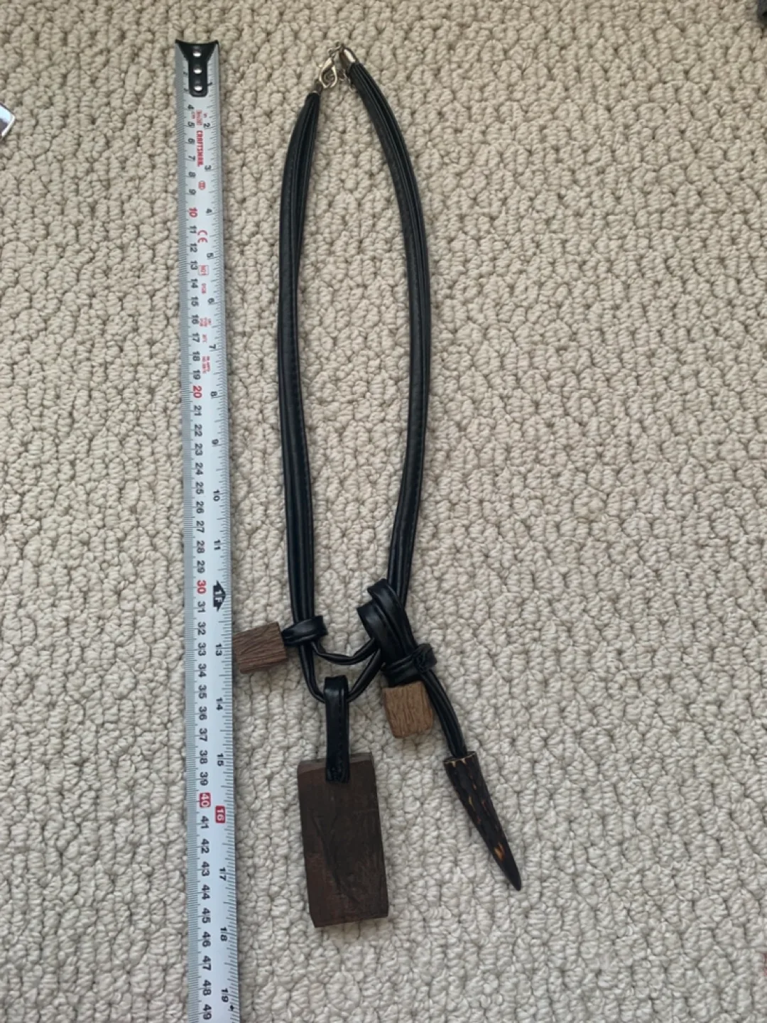 Unique Wooden and Leather Statement Necklace image indicator(3)