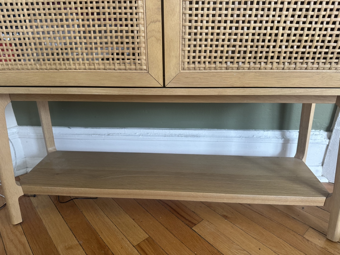 Wooden Console Table with Rattan Doors and Shelf - photo 4