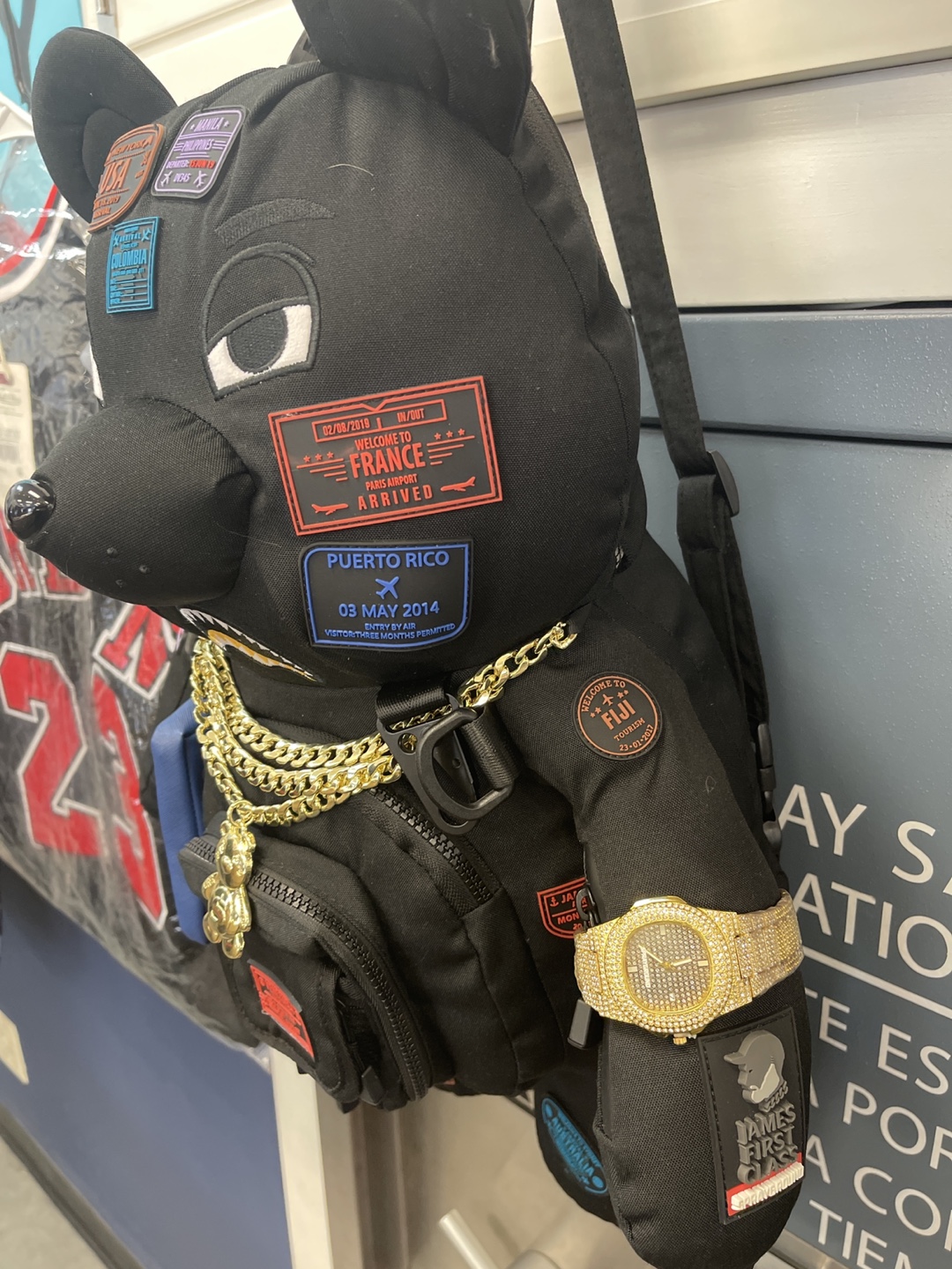 Sprayground Bear Backpack with Gold Chains - photo 2