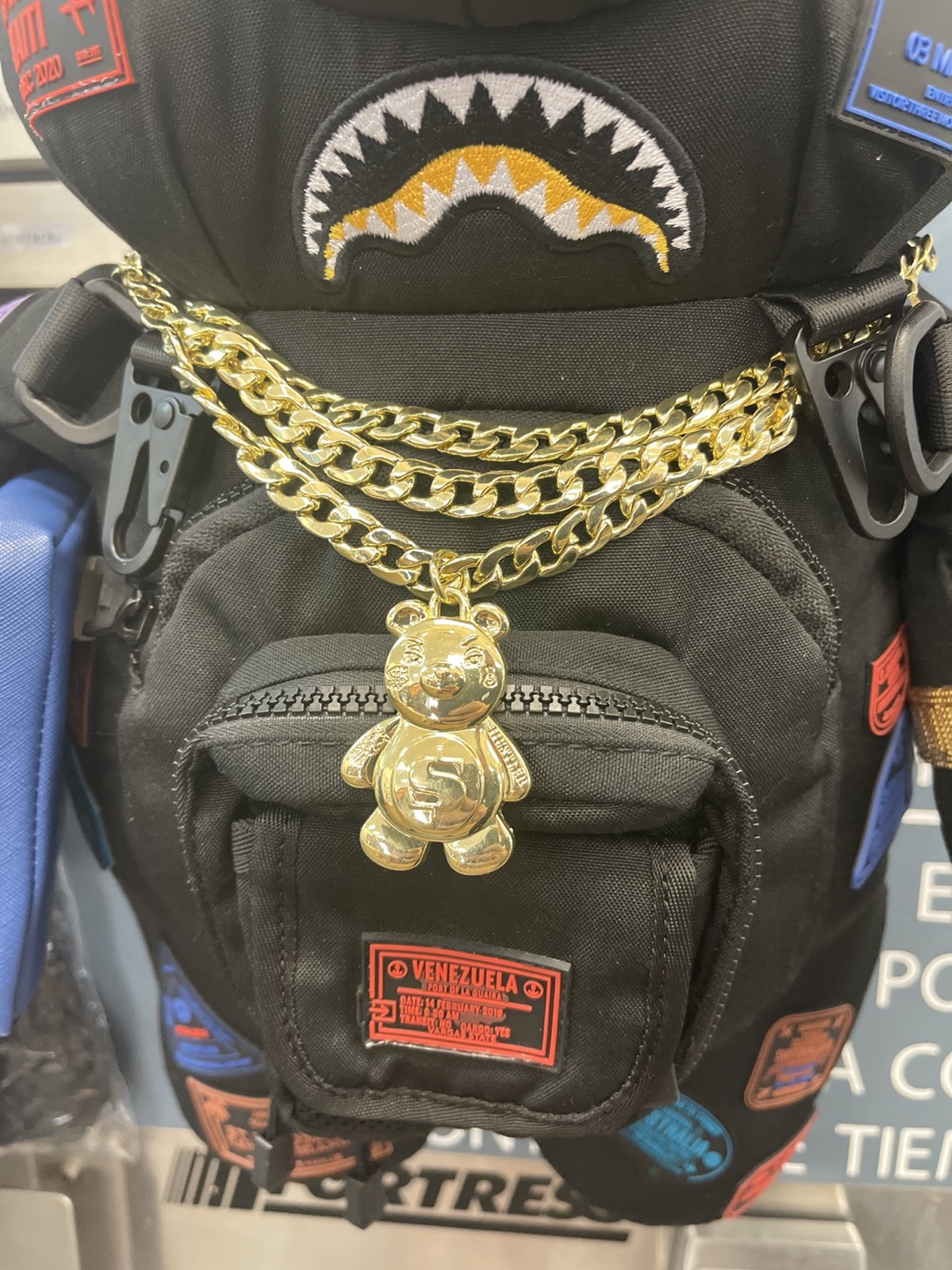 Sprayground Bear Backpack with Gold Chains - photo 5
