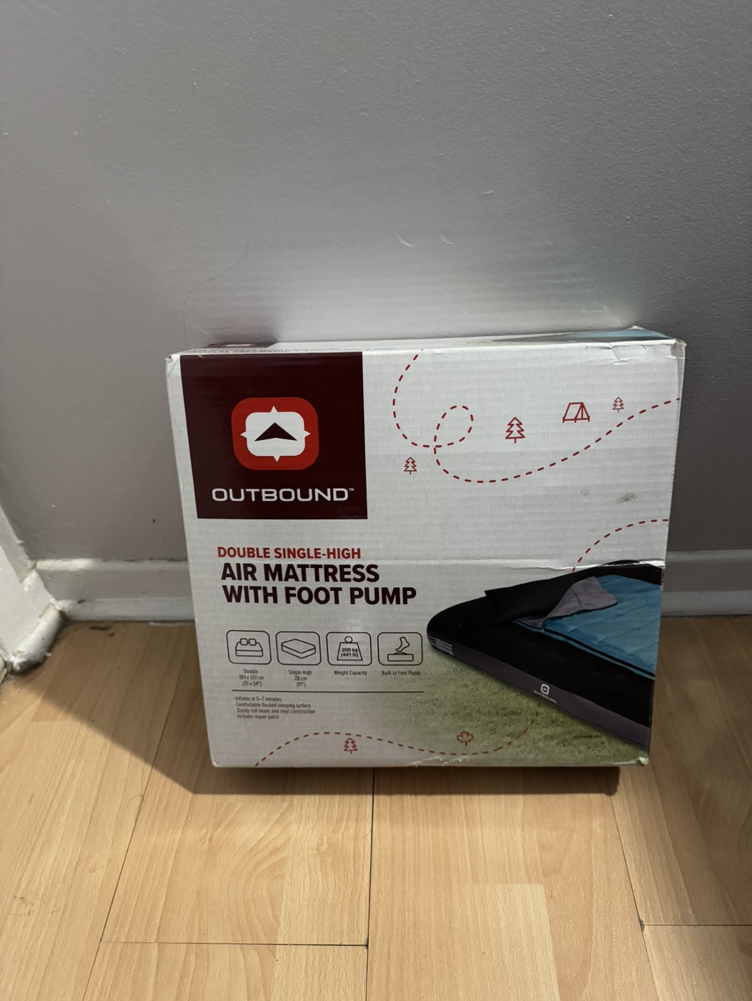 Outbound Double Single-High Air Mattress with Built-in Foot Pump