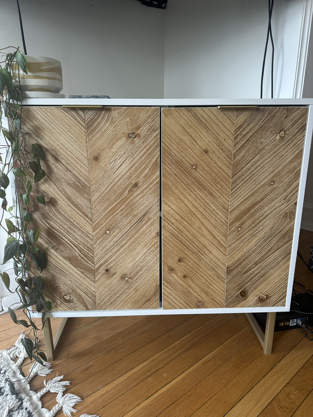 White and Wood Accent Cabinet