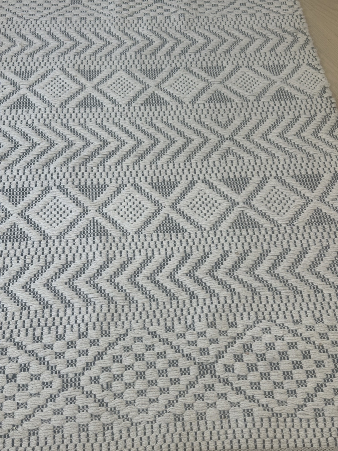 Cream and Grey Woven Rug